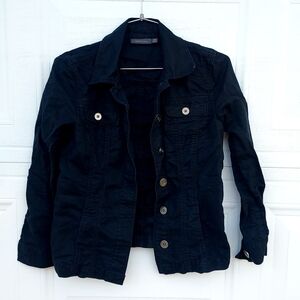 Women's Black Linen Blend Jean Jacket